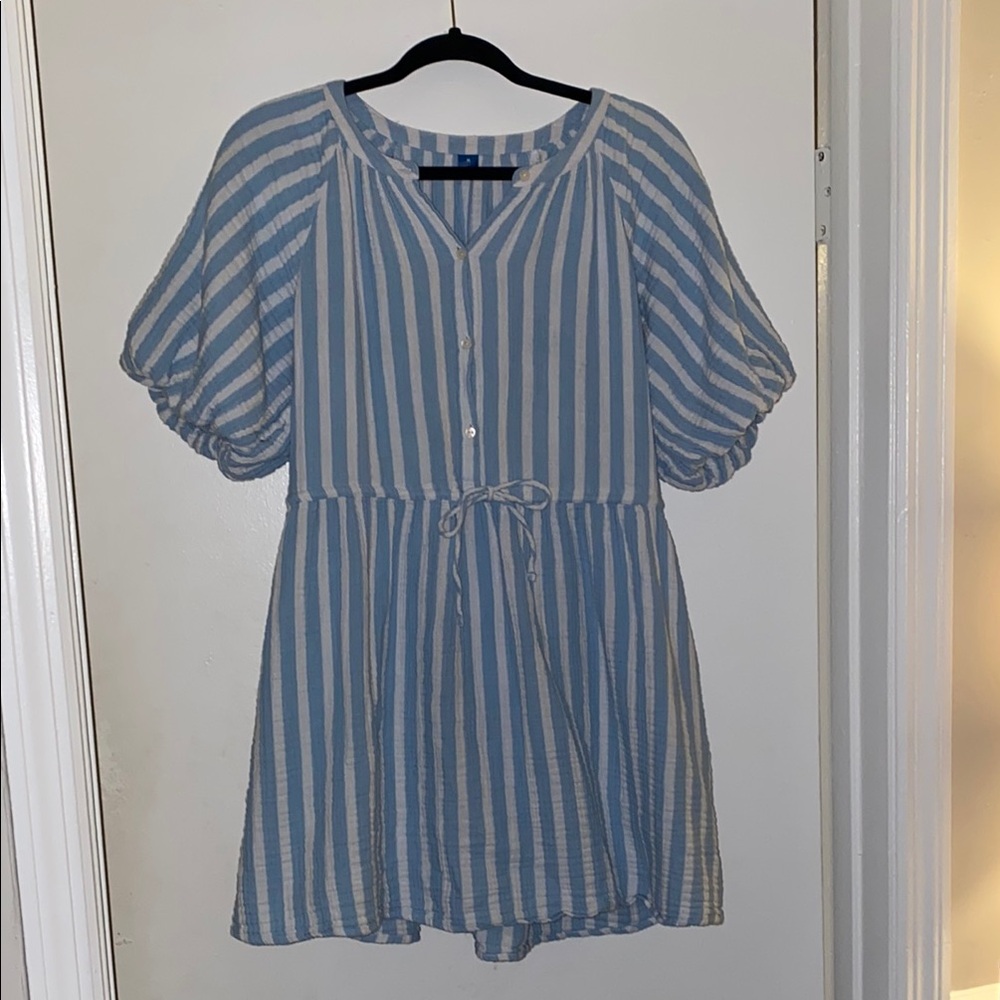 Blue and White Striped Dress